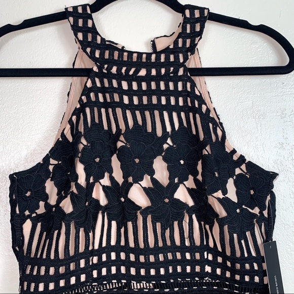 Lulus black lace overlay halter dress - Picture 3 of 8